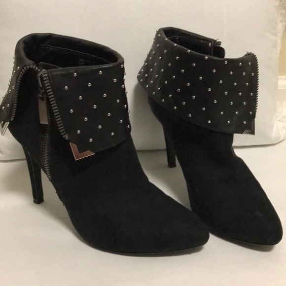 Kelly & Katie Shoes - Kelly&Katie black metal studded heels. Faux-Suede